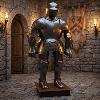 Disfraz de Caballero Medieval Hecho a Mano, Traje Completo de Acero, Estilo Cruzado, Artigo Histórico Coleccionable, Conjunto Decorativo para Exhibición