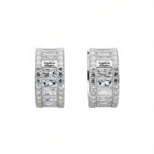 Boucles d'oreilles en diamant Joseph Cao, or blanc, taille baguette, couleur D, certifiées GIA, style classique pour femme, pour mariage - Product Image 1