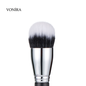 Vonira VHQ-034 Grand <span class=keywords><strong>Duo</strong></span> Fiber Dôme Pointillé Tampon Brosse Avec Virole En Laiton Argenté Noir Poignée Personnalisé Étiquette Privée - Product Image 3