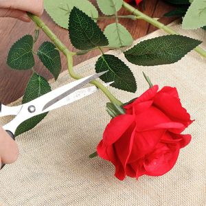 Rose artificielle à toucher réel, tige unique, en velours, rose blanche, pour décoration de mariage, décoration de Noël, très vendue - Product Image 4