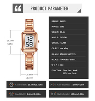 Jam Tangan Wanita Mewah Kasual SKMEI 2581 Digital Reloj Dial Kaca Casing Alloy Tahan Air 3BAR Hadiah Fashion