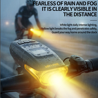 Lampe de vélo LED multifonctionnelle rechargeable par USB avec compteur de code, récepteur de données, klaxon et compteur de vitesse - Étanche IPX4, 4 modes