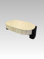 Table basse de salon moderne et minimaliste en MDF avec finition papier marbré et pieds en placage de chêne, vente en gros d'usine