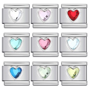 Nueva llegada módulo italiano amor corazón circón Acero inoxidable elástico DIY moda joyería encantos pulsera Accesorios - Product Image 1