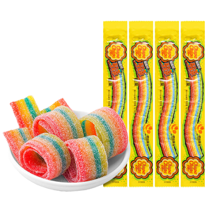 Vente en gros de bandes aigres Chupas Chupps, bonbons sucrés à mâcher arc-en-ciel aromatisés fruités, dans un sac, emballage à base de sucre - Product Image 1