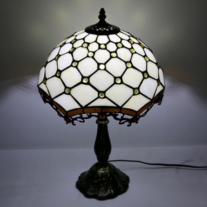 LongHuiJing 12-Inch Handmade for Style Dome AC Powered Table Lamp Simple Flexible Stained Glass Shade Elegant Home Decor - Product Image 5