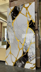 Panneau de cuisine en PVC brillant, résistant à l'eau et au feu, épaisseur 3 mm, imitation marbre, avec service de découpe - Product Image 4