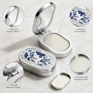 Parfum solide compact HKH à couvercle rabattable pour le bureau, les trajets quotidiens, les voyages et les escapades de week-end – Baume parfumé facile à transporter – Fabricant - Product Image 4