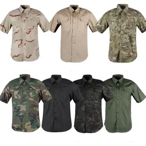 Camo Men's Shirt Outdoor Fishing Forest Hiking Hunting Wear Uv Sun Protection Upf 50 Cargo Cotton Camisa Long Short Sleeve