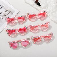 Lunettes de soleil tendance pour l'été, lunettes de demoiselle d'honneur, Til Death Love Heart Pearl, pour femmes