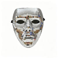 Masque miroir boule disco en mosaïque argentée pour Halloween et soirées rave