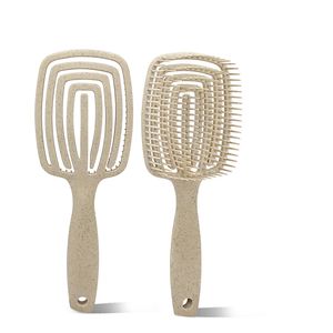 Pettine di Styling biologico ecologico pennelli a secco bagnato paglia di grano naturale ovale piazza setole morbide spazzola per capelli - Product Image 4