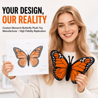Fabricant de jouets en peluche personnalisés en forme de papillon monarque, OEM ODM, vente en gros de poupées en peluche douces pour les mascottes de marque et les articles cadeaux