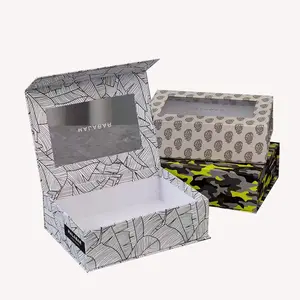 Custom magnetic book shape box perfume bottle packing paper gift box for whole sale with PVC window
