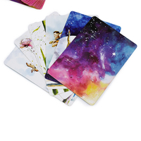 Carte Oracle personnalisée à impression recto-verso sur le thème céleste violet, inspirante, avec boîte rigide en deux parties pour la décoration de la maison