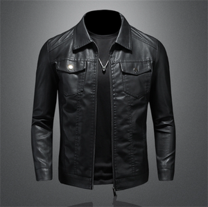 Nuova primavera e autunno inverno versione coreana <span class=keywords><strong>Slim</strong></span>-<span class=keywords><strong>fit</strong></span> tendenza Plus giacca da moto in pile spessa giacca giacca da <span class=keywords><strong>uomo</strong></span> in pelle sintetica - Product Image 2