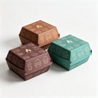 Boîtes à sandwichs et hamburgers en papier blanc biodégradable en gros, design de logo personnalisé, résistantes à la graisse, finition mate UV, robustes, pour la restauration rapide