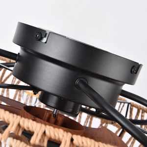 Bán Buôn Flush Núi Lồng Quạt Trần Ánh Sáng Trang Trại Lồng Mây Quạt Trần Ánh Sáng Cổ Điển Quạt Trần Với Ánh Sáng Cho Phòng Ngủ - Product Image 6