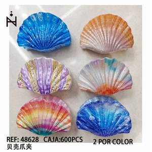 Fermagli per capelli a forma di conchiglia, colorati, 2 pezzi per colore, scatola da 600 pezzi - Product Image 3