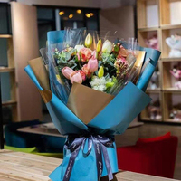 Papier d'emballage floral double face imprimé feuille d'or, imperméable, pour bouquets, vente chaude, en gros