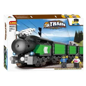 Clássico trem tijolos de construção, modelo de trem, conjunto de blocos de construção, brinquedo