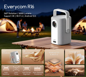 Projecteur intelligent Android WiFi Everycom R16 1080P, haute luminosité, <span class=keywords><strong>home</strong></span> <span class=keywords><strong>cinéma</strong></span>, projecteur avec vidéo 4K et mise au point automatique, projecteurs de <span class=keywords><strong>cinéma</strong></span> - Product Image 2