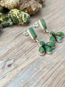 Pendientes Colgantes de Plata de Ley Hechos a Mano con Turquesa Kingman - Product Image 4