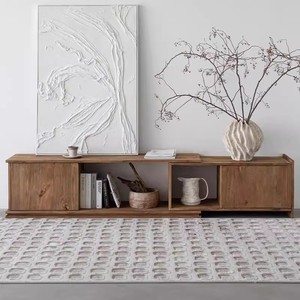 Meuble TV moderne en bois massif, rétractable et réglable, pour salon, adapté aux téléviseurs de 65 pouces et plus - Product Image 2