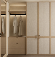 Armoire à portes semi-ouvertes en tissu avec tiroirs à fermeture silencieuse et éclairage LED complet