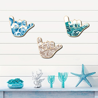 Ensemble de 3 décorations murales hawaïennes en bois avec planches de surf et signes de surf, parfait pour les cabanes et les chambres côtières.