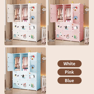 Armario de PP plegable portátil, organizador de almacenamiento plegable de diseño Simple para ropa para sala de estar, muebles para el hogar, apartamento - Product Image 6