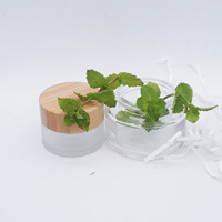 Ensemble de conteneurs cosmétiques en verre transparent givré, avec capuchon en bambou, 30ml ou 50ml, 10 pièces