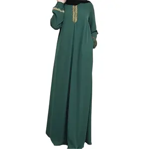 Ethnic Print Loose Long Maxi Coat Style Dress Abaya Dubai Style Kaftan Islamic Dress
