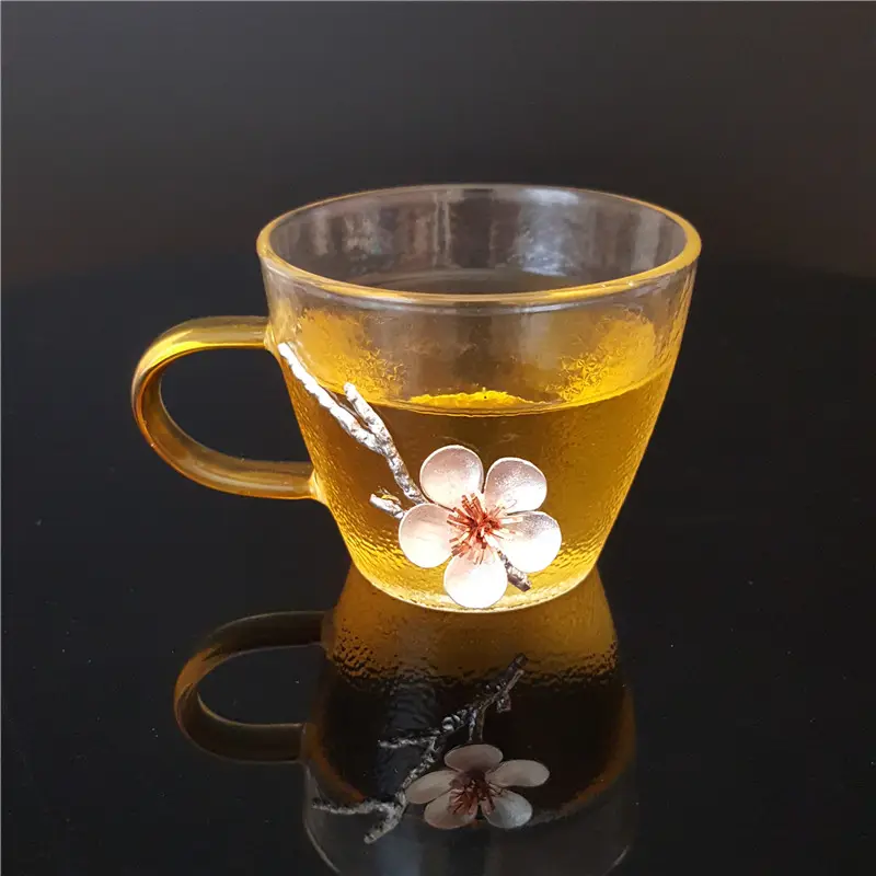 Taza de té pequeña de cristal, juego de té negro/té verde, taza de café y platillo para beber, precio al por mayor