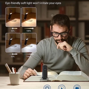 Lampe de lecture LED portable, mini, flexible, en plastique, rechargeable par USB, avec clip pour lire au lit - Product Image 2