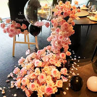 Guirlande florale artificielle en cascade de roses pêche dégradées pour la décoration de table de mariage et de banquet