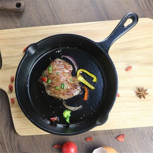 Poêles <span class=keywords><strong>à</strong></span> frire rondes en fonte pré-assaisonnées pour grillades de steak, vente en gros en petites quantités - Product Image 4