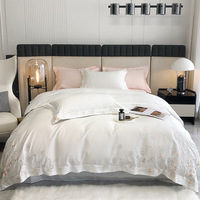Parure de lit de luxe en coton brodé à motif floral, vente en gros d'usine, comprenant draps et housses de couette