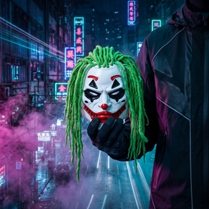 <span class=keywords><strong>Perruque</strong></span> de <span class=keywords><strong>clown</strong></span> mécanique tendance style punk d'Halloween, masque de tête d'<span class=keywords><strong>horreur</strong></span> en résine synthétique sur le thème du cinéma pour jeux d'évasion, pour 18 ans et plus - Product Image 3