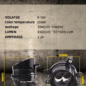Bi LED Fog Lamp LED Fog/driving Light 5500K 53W Led Projector Fog Lights Universal 3.0 Retrofit Headlight - Product Image 5