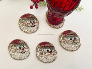 Handmade <b>Christmas</b> Decoration Beaded <b>Placemats</b> Home Decor Table Mat Mug Rug Coasters for Gift Idea - Product Image 2