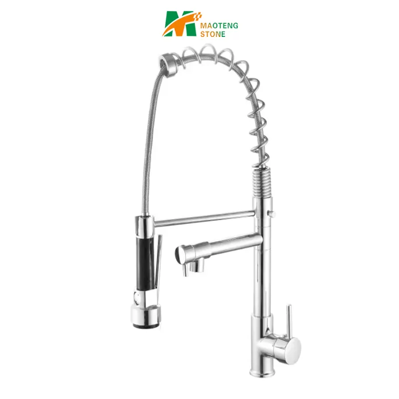 Modern luxury single lever pull out water tap down double outlet european sink kitchen Mixer faucet