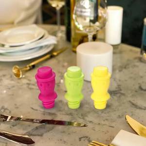 Silicone Reusable <b>Wine</b> Stoppers with Grip Top for Champagne and Beverages Bottle Stopper - Product Image 3