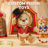 Jouets en peluche de cirque personnalisés OEM ODM Lion Léopard Maître de cérémonie Poupée en peluche Vente en gros Cadeau pour enfants