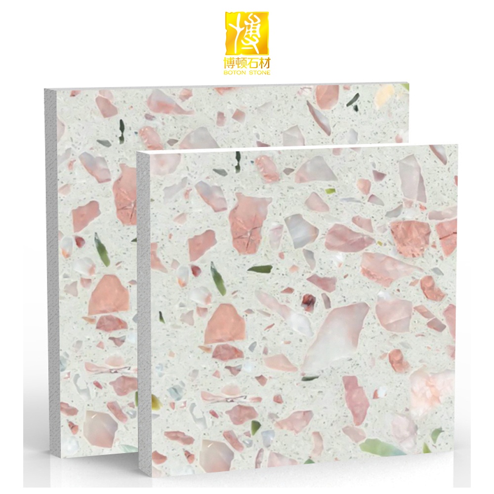 Напольная плитка BOTON STONE Pink Terrazzo, сделано в Китае, завод Yunfu, розовый Terrazzo искусственный