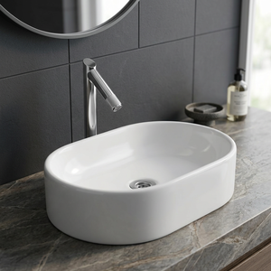 Lavabo de table moderne en céramique rouge avec drain, écologique, meilleur prix, design élégant, de l'usine fournisseur de Foshan - Product Image 1