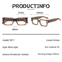 Montures de lunettes pour hommes, montures en acétate, carrées épaisses, transparentes grises, lunettes optiques avec accents métalliques