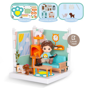 Jouets de jeu de rôle pour enfants âge préscolaire, ensemble à assembler, maison de poupée Miniature, à monter soi-même - Product Image 4