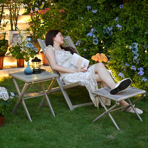 Ensemble de chaises longues pliantes pour le camping et la détente en plein air, pour petit balcon, chaise de terrasse portable, fauteuil inclinable, mobilier de jardin - Product Image 6