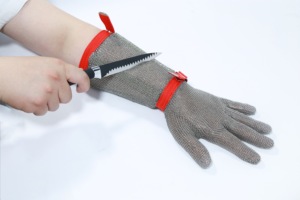 Gants en treillis métallique résistant aux coupures <span class=keywords><strong>de</strong></span> cuisine <span class=keywords><strong>de</strong></span> niveau 5 en gros Gants à chaîne anti-coupure pour la protection des mains et des bras - Product Image 6